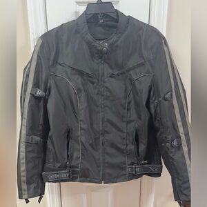 Xelement Motorcycle Jacket Black W/Gray Stripe Zip Out Liner Size XXL (mix 12)